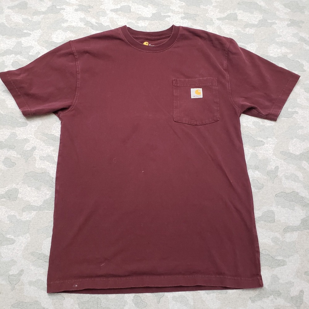 Carhartt Shirt Mens Small Red Pockets Short‎ Sleeve Work Wear
